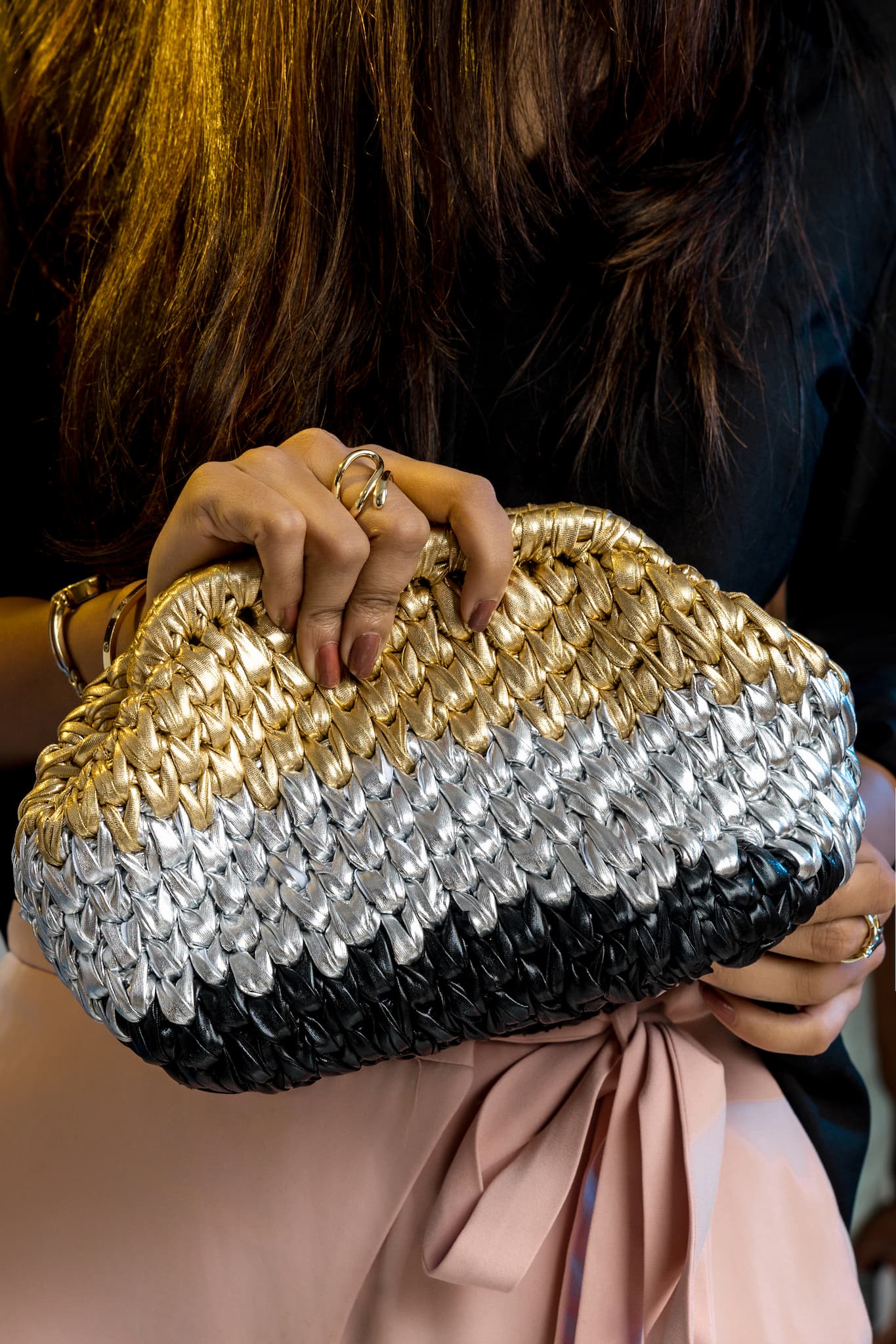 Ombre Metallic Clutch Bag